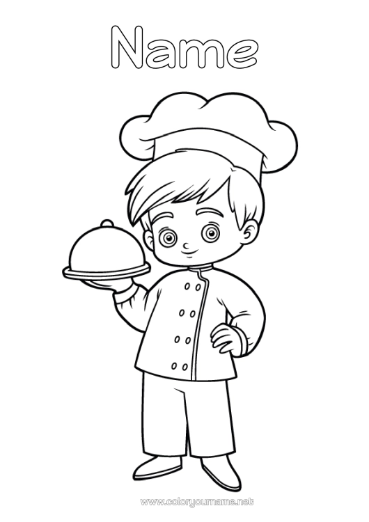 Colouring page to print Boy Culinary Professions Cook