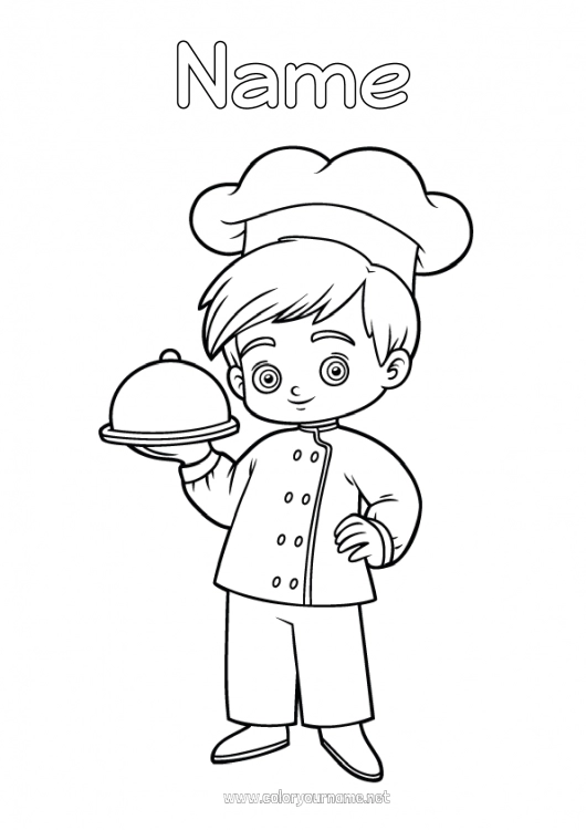 Coloring page to print Boy Culinary Professions Cook