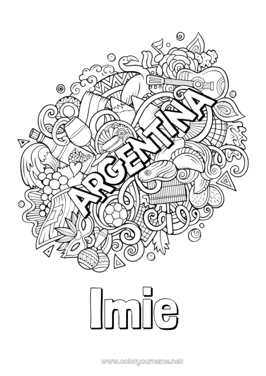 Kolorowanka do wydruku Mandala Symbole Złożone kolorowanki Argentyna