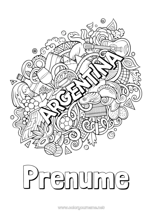 Pagină de colorat de imprimat Mandala Simboluri Desene de colorat complexe Argentină
