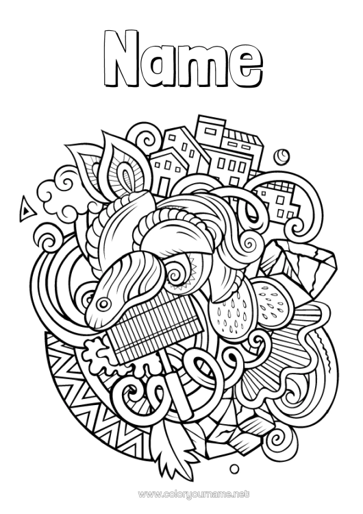 Colouring page to print Mandala Symbols Argentina