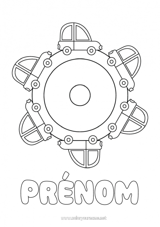 Coloriage à imprimer Mandala Véhicules Voiture Coloriages faciles Voitures, vans et camping-cars