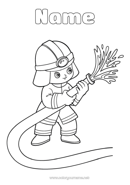 Colouring page to print Firefighter Security Occupations