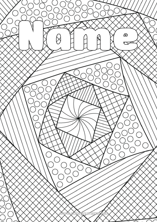 Colouring page to print Decorated Name Complex Colouring Pages Zentangle