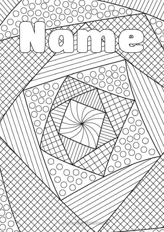 Coloring page to print Decorated name Complex coloring pages Zentangle