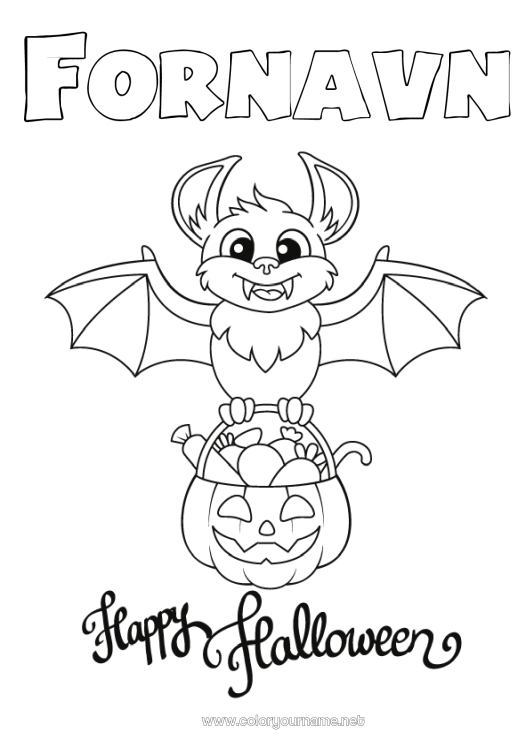 Fargeleggingssiden til utskrift Flaggermus Godteri Halloween Fugler og flygende pattedyr Påmelding 