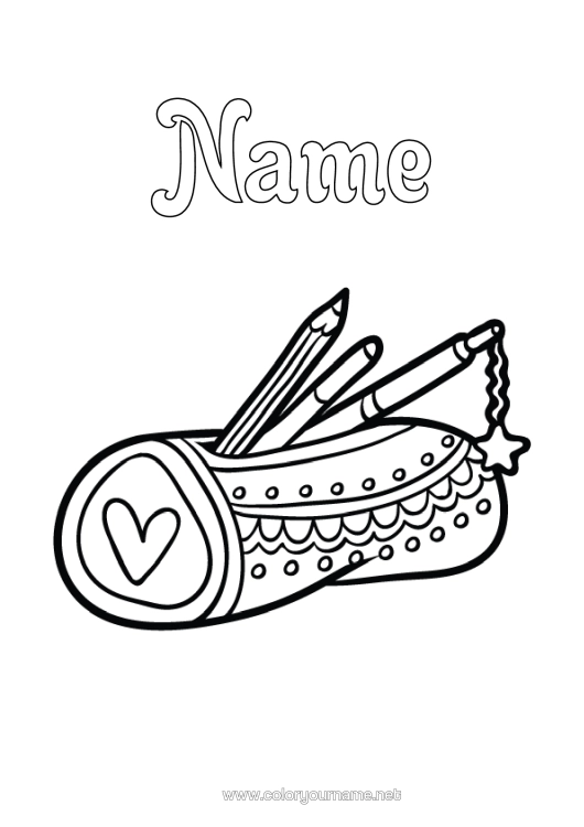 Colouring page to print Pencil Stationery Supplies Pencil Case