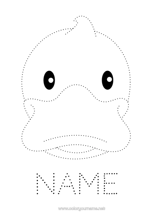 Colouring page to print Children's Activities Animal Easy Colouring Pages Trace And Colour. Duck Birds And Flying Mammals