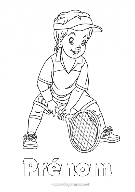 Coloriage à imprimer Sport Garçon Tennis Sports de raquettes