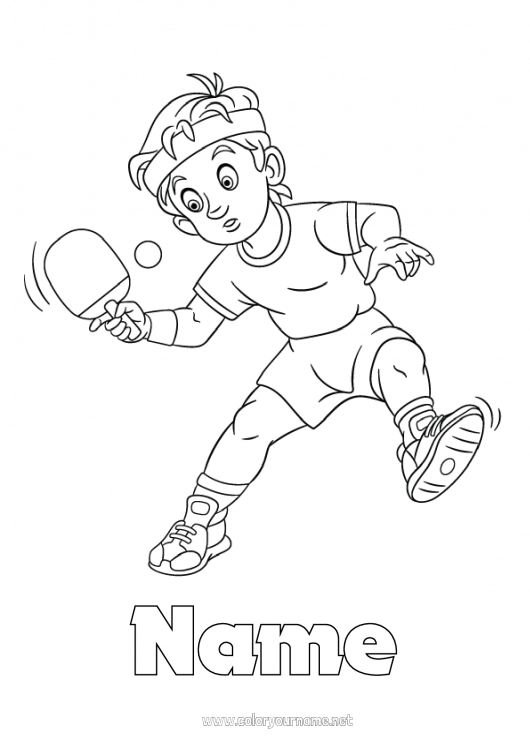 Coloring page to print Sport Boy Racket sports Ping pong