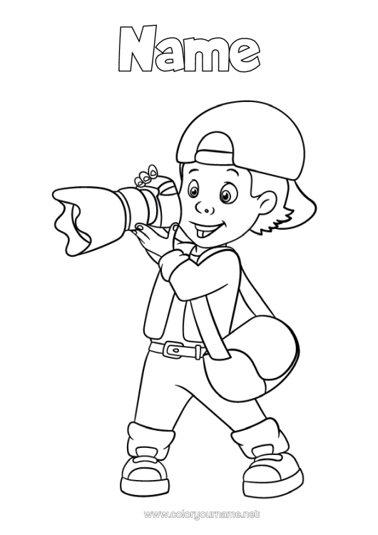 Colouring page to print Art Crafts. Photographer
