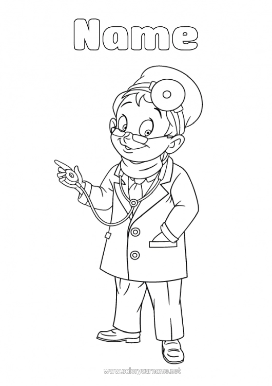 Coloring page to print Doctor Health professions