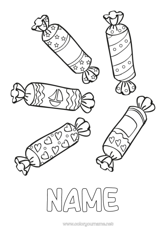 Colouring page to print Sweets Treats, Sweets