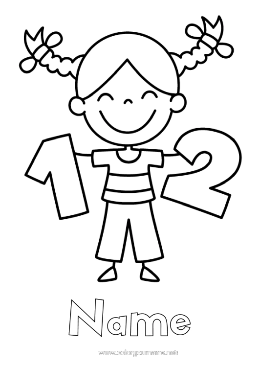 Colouring page to print Figure Girl Mathematics Two One