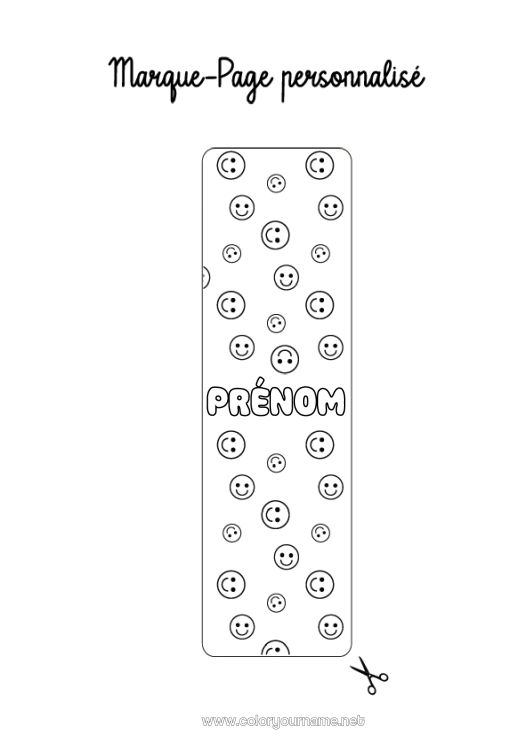 Coloriage à imprimer Activités enfants Marque page Smilley