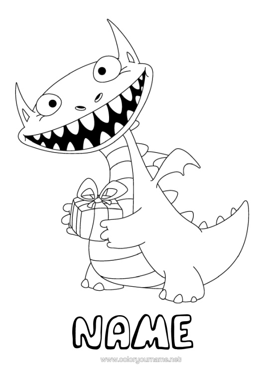 Colouring page to print Monster Gifts Dragon Animal Dragons, Unicorns, And Fantastical Creatures