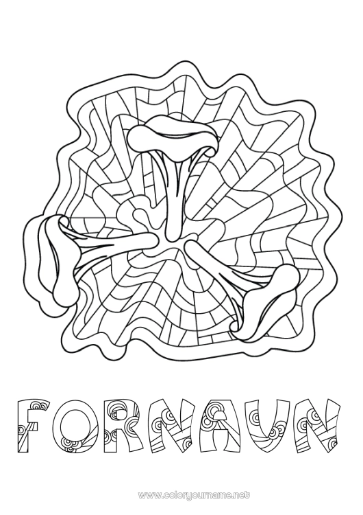 Fargeleggingssiden til utskrift Mandala Sopp Mellomliggende fargelegginger