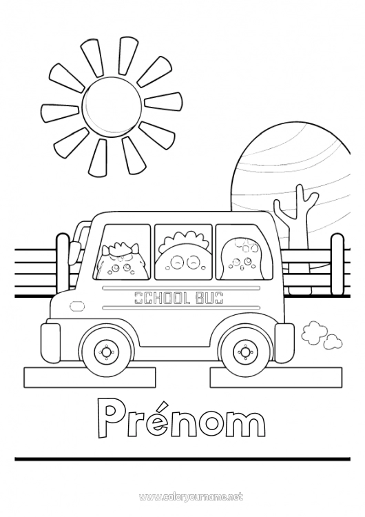 Coloriage à imprimer Monstre Soleil Bus, car Transport en commun terrestres