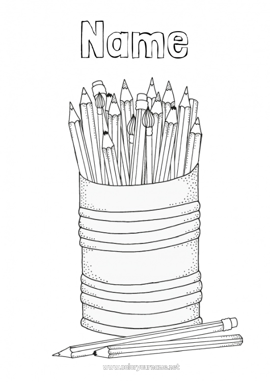 Coloring page to print Art Brush Pencil School supplies