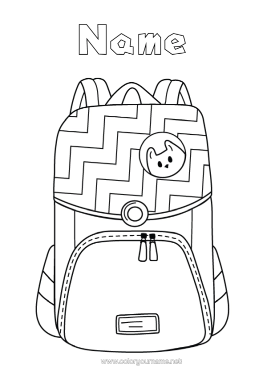 Colouring page to print Pokémon School Bag Cartoon