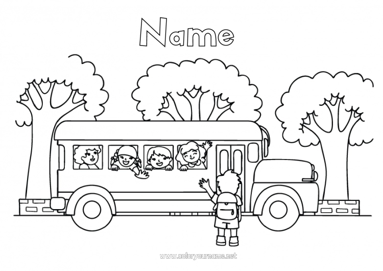 Coloring page to print Bus, coach Ground public transport Back to School