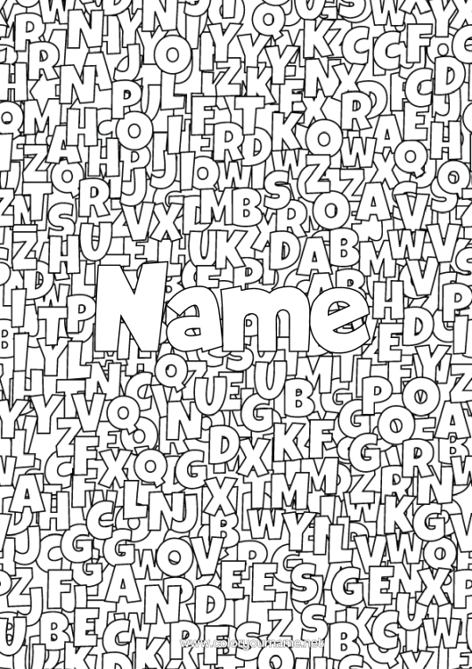 Colouring page to print Decorated Name Alphabet Decorative Background