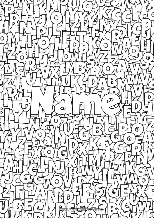 Coloring page to print Decorated name Alphabet