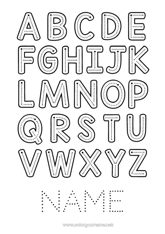 Colouring page to print Children's Activities Connecting Points Alphabet Trace And Colour.