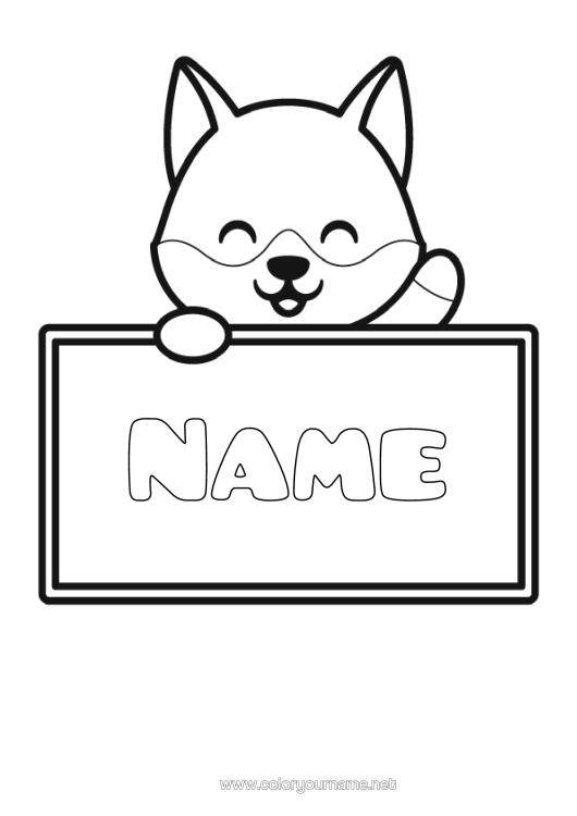 Colouring page to print Wolf Cute Cute Animal Easy Colouring Pages Forest Animals Sign