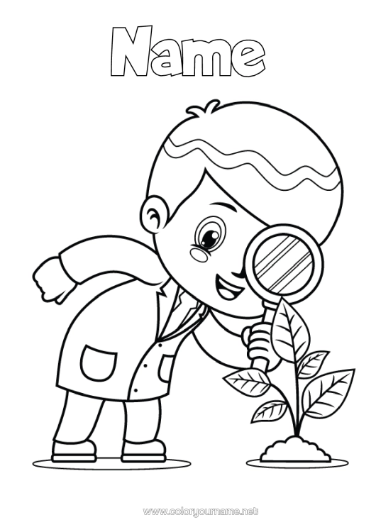 Colouring page to print Exploration Professions Scientist Science