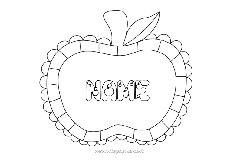 Colouring page to print Fruit Easy Colouring Pages Apple