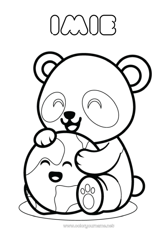 Kolorowanka do wydruku Uroczy Zwierzę Panda Ziemia Dzień Ziemi Inne zwierzęta świata