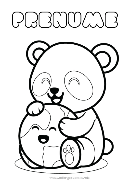 Pagină de colorat de imprimat Drăguț Animal Panda Pământ Ziua Pământului Alte animale din lume