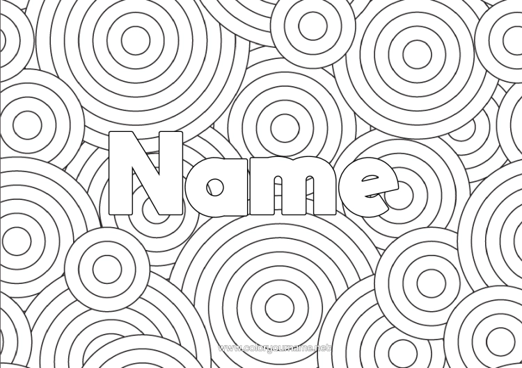 Colouring page to print Decorated Name Complex Colouring Pages Decorative Background Circle, Round