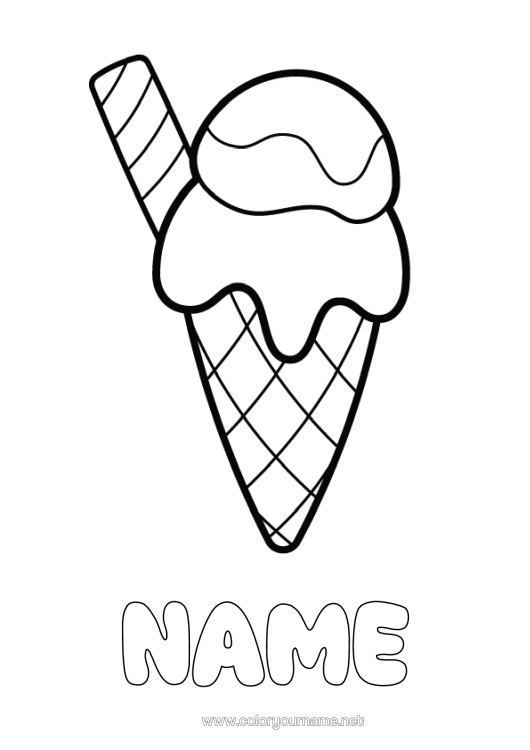 Colouring page to print Treats, Sweets Ice Cream Easy Colouring Pages