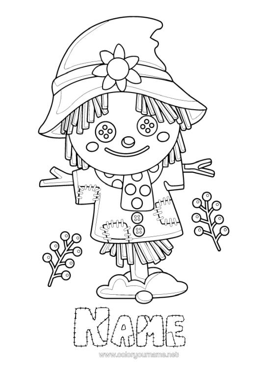 Colouring page to print Intermediate Colouring Sheets Scarecrow