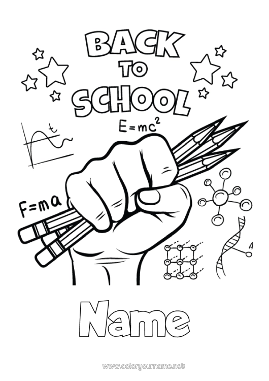 Colouring page to print Pencil Back To School Stationery Supplies Mathematics