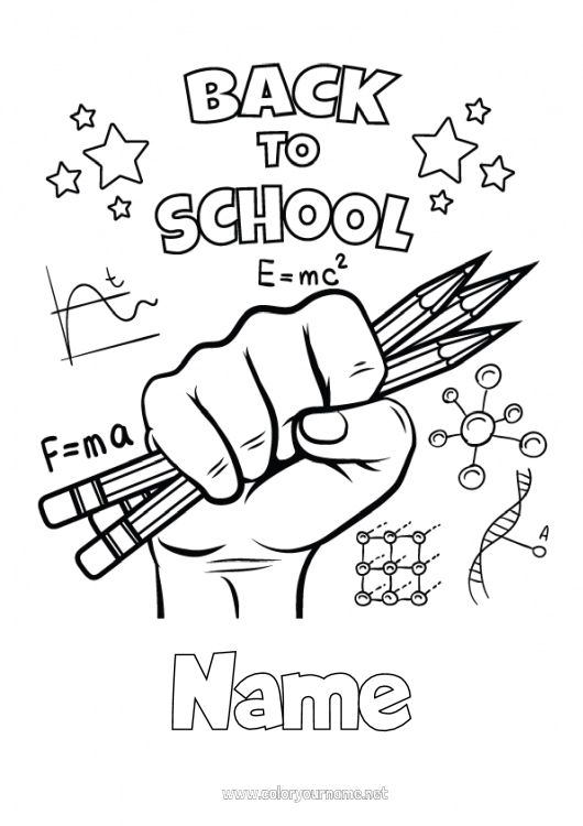 Coloring page to print Pencil Back to School School supplies Mathematics