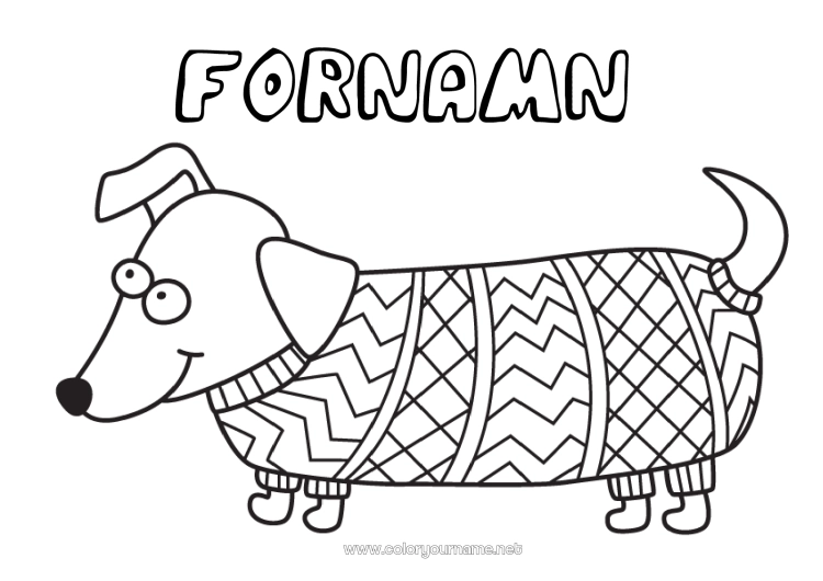 Färgläggningssida att skriva ut Hund Djur Zentangle Hundar och katter Tröja