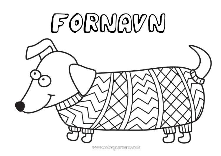 Fargeleggingssiden til utskrift Hund Dyr Zentangle Hunder og katter Genser