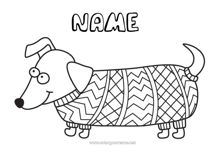 Colouring page to print Dog Animal Zentangle Dogs And Cats Sweater