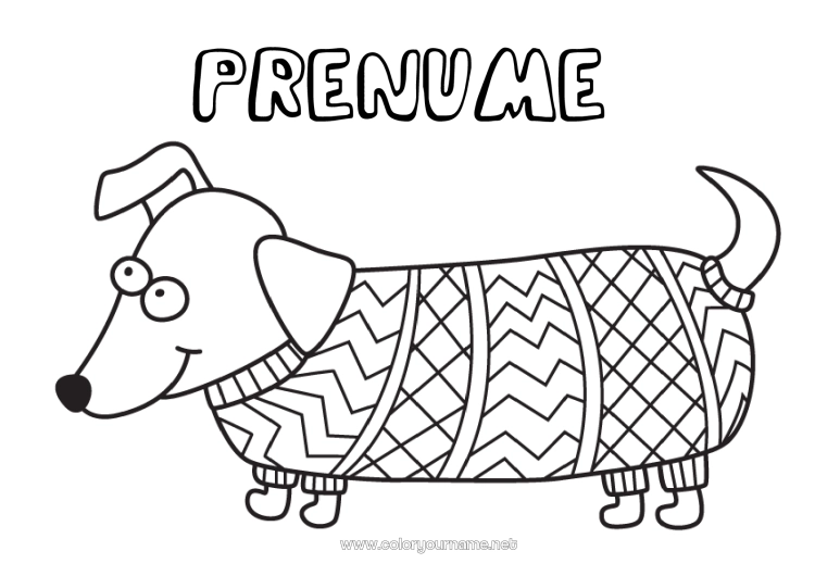 Pagină de colorat de imprimat Câine Animal Zentangle Câini și pisici Pulover