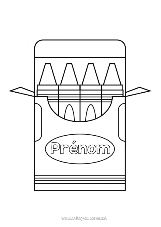 Coloriage à imprimer Crayon de couleur Coloriages faciles Crayon Rentrée scolaire Fournitures scolaires