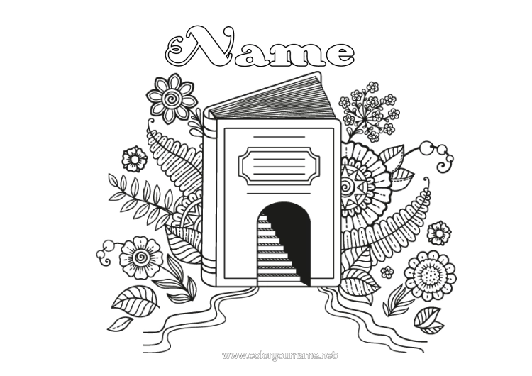 Colouring page to print Fairy Tale Book Reading
