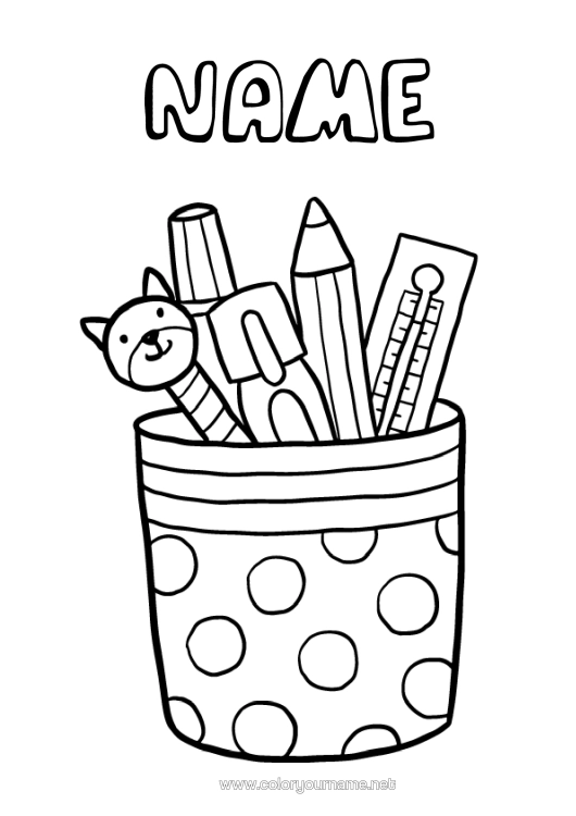 Colouring page to print Pencil Stationery Supplies Pencil Pot