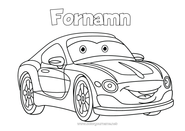 Färgläggningssida att skriva ut Fordon Bil Bilar, skåpbilar och husbilar Tecknad serie Fordon karaktärer