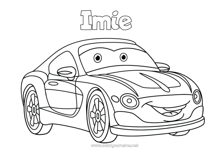 Kolorowanka do wydruku Pojazdy Samochód Samochody, furgonetki i kampery Kreskówka Pojazdy postaci