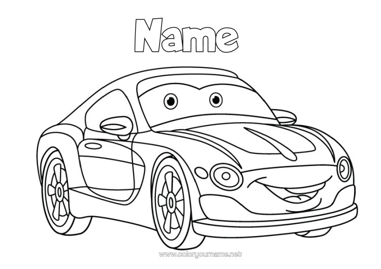 Colouring page to print Vehicles Car Cars, Vans And Motorhomes Cartoon Character Vehicles