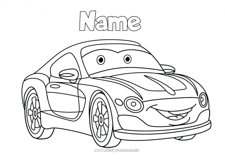 Coloring page to print Vehicles Car Cars, vans, and motorhomes Cartoon Character vehicles