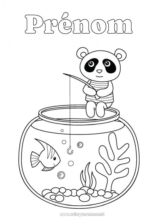 Coloriage à imprimer Pêche Panda Autres animaux du monde